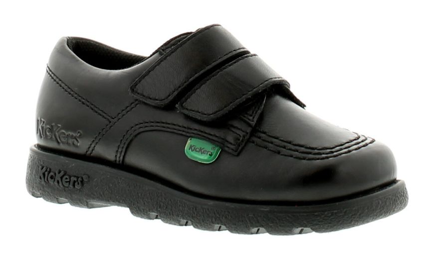 Kickers Fragma Lo Strap Inf Black Leather Boys Shoes Wynsors