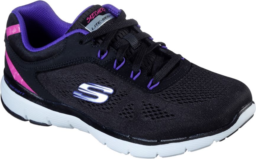 Skechers Flex Appeal 3.0 Black Pink Purple Women S Trainers Wynsors