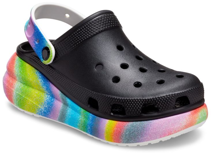 Rainbow colored crocs sales