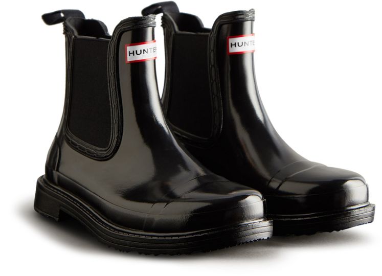 Hunter Commando Gloss Black Women S Boots Wynsors