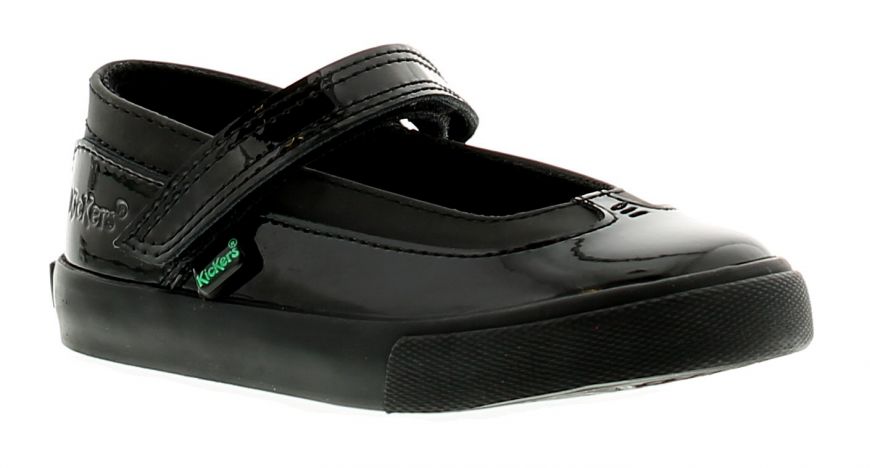 Kickers Tovni Mj Inf Black Leather Girls Shoes Wynsors