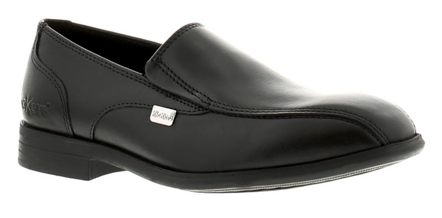 Kickers Jarle Slip Jm Boys Leather Material School Shoes Black 