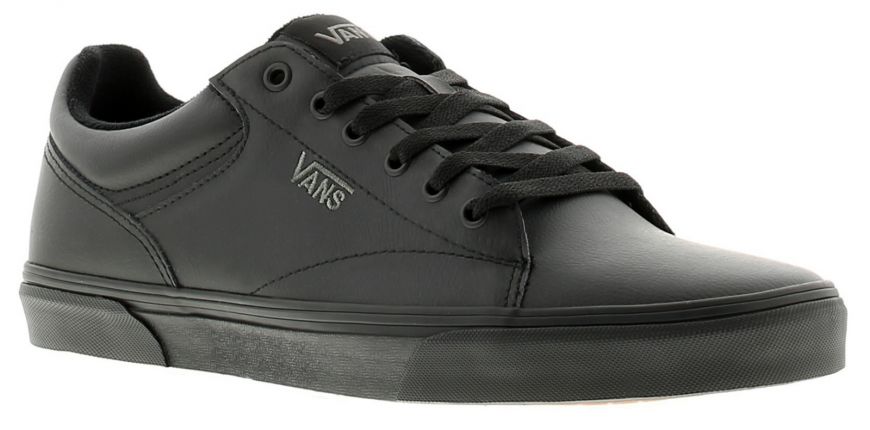 Vans black store leather trainers