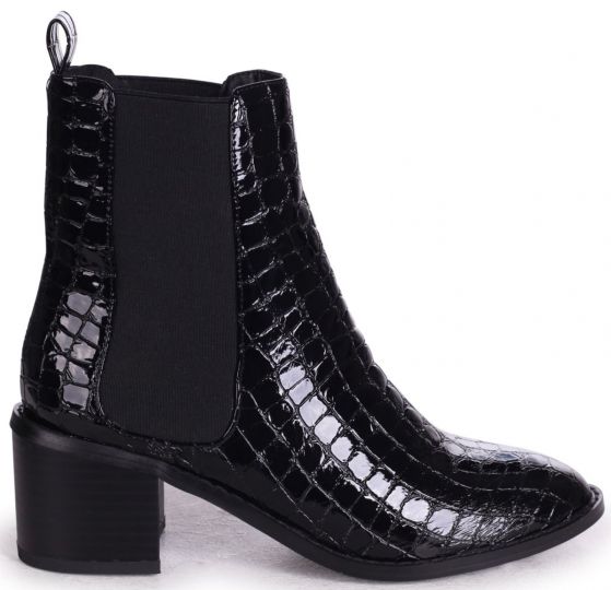 Linzi Kay Black Croc Paten Black Women S Boots Wynsors