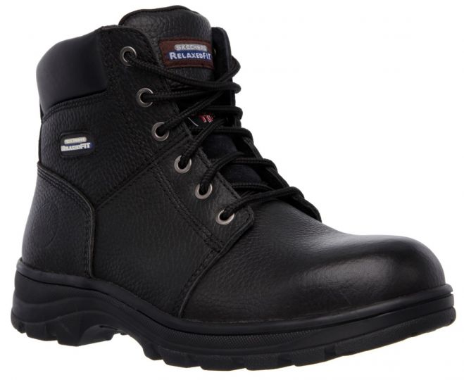 skechers mens black leather boots