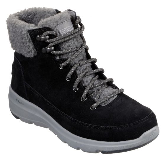 Skechers Glacial Ultra Black/Grey | Women'S Boots | Wynsors
