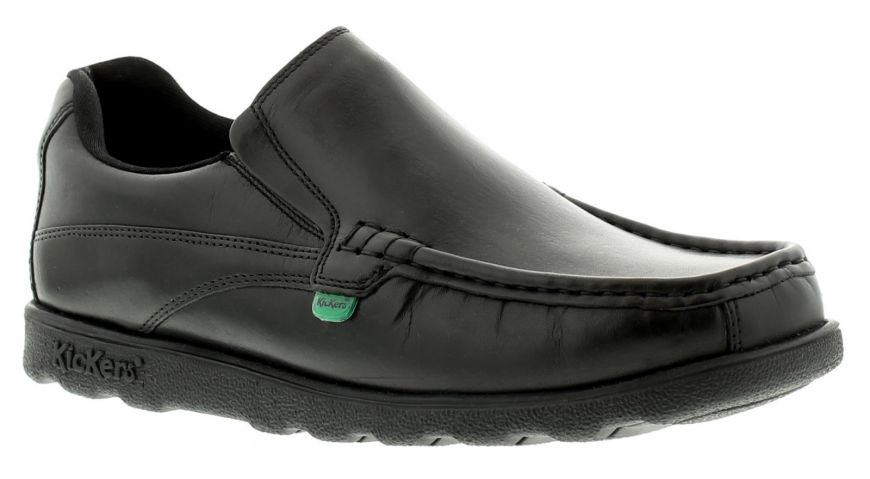 New Infants Kickers Black Fragma Slip Leather Shoes Loafers And Ons On 