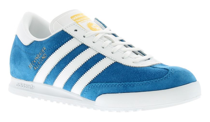 blue and white adidas trainers