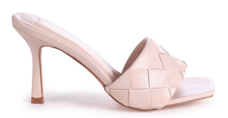 Tropez square toe quilted heel mule in white faux leather cheap