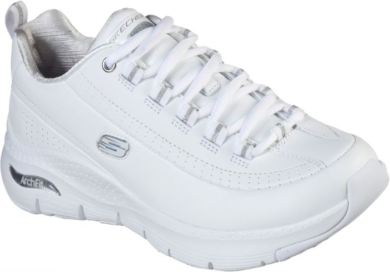 Skechers Arch Fit Citi Drive White/Silver | Women'S Trainers | Wynsors