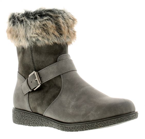 grey fluffy boots