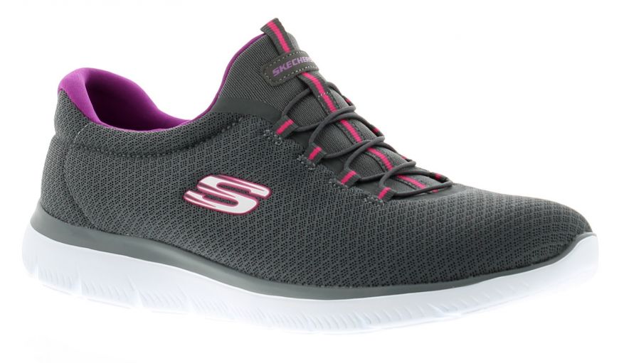 El aparato vocal Grafico Skechers Summits Charcoal/Purple | Women'S Trainers | Wynsors