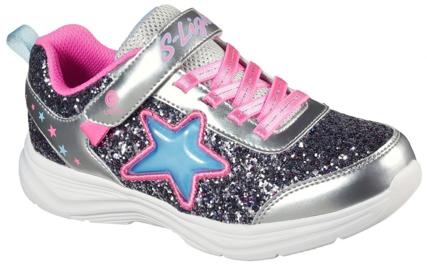 Skechers street glitter star leather trainer shop