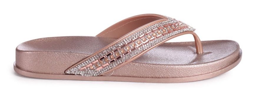 Rose gold shop diamante flip flops